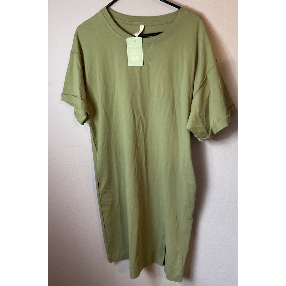 Wishlist Olive Green Cotton Knee Length Dress Size M/L Medium Large New